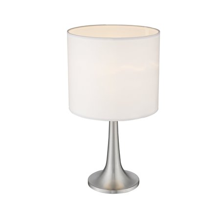 Z-Lite Portable Lamps 1 Light Table Lamp, Brushed Nickel & White Linen TL1002